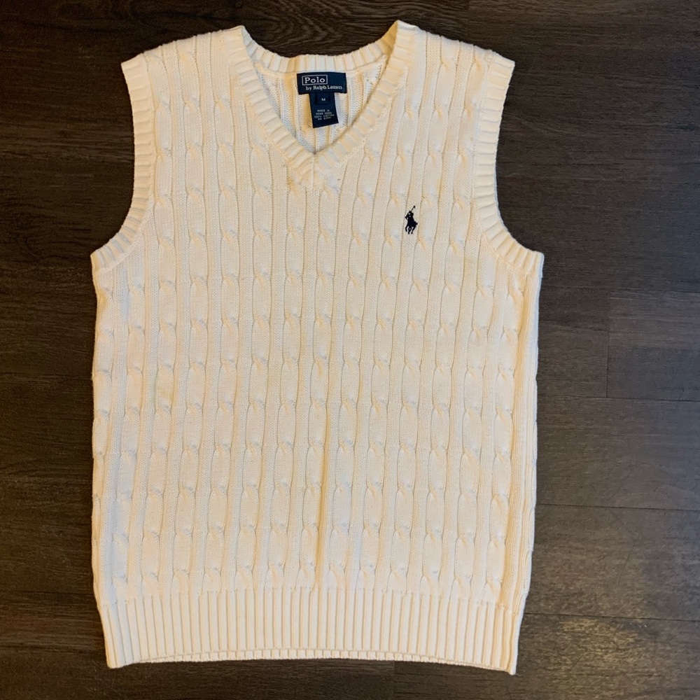 Men’s White Polo Sweater Vest